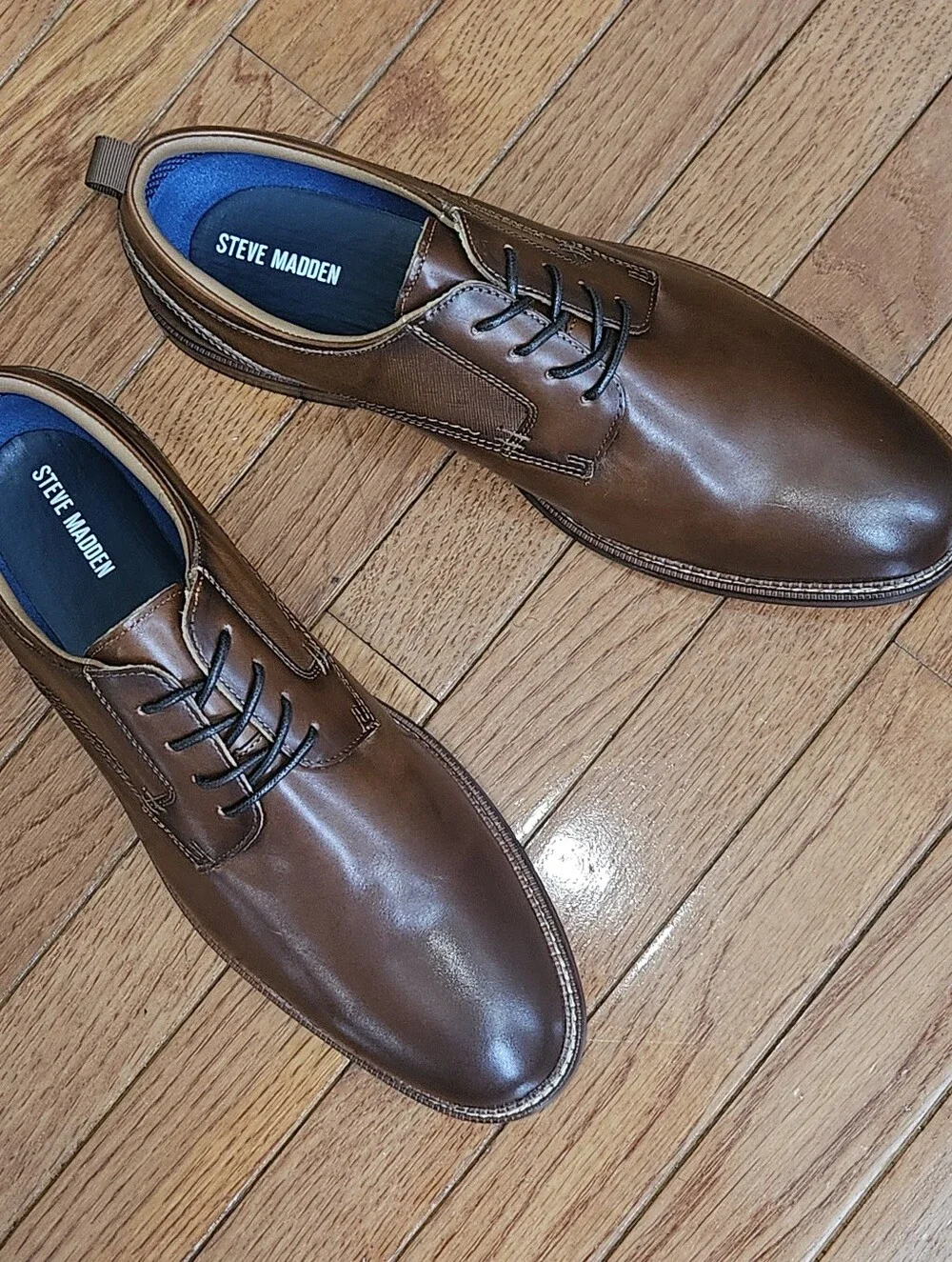STEVE MADDEN Evan Men’s Cognac Brown Genuine Leather Derby Shoes